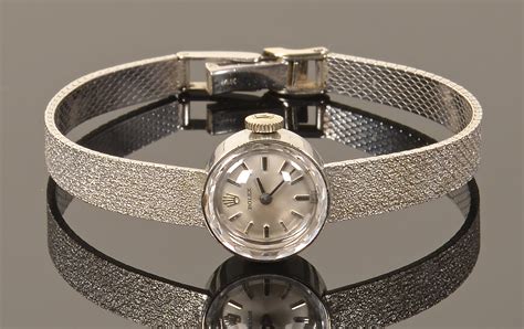 rolex womens vintage mesh silver oval watch